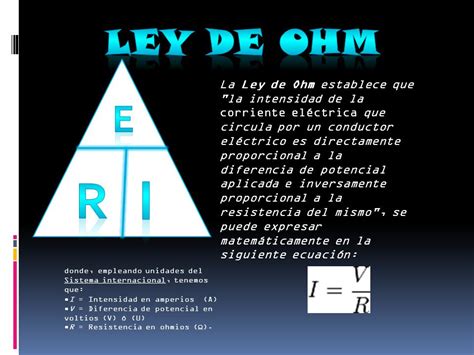 LEY DE ohm La Ley de Ohm establece que  la intensidad de ...