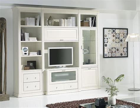 librería y muebles de salón clásicos color blanco modelo ...