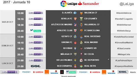 Liga Santander 2017 18: Horarios de la jornada 10 de ...