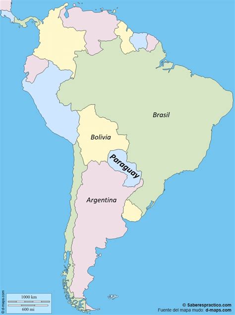 Límites de Paraguay  con mapa  | Saber es práctico
