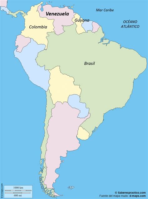 Límites de Venezuela  con mapa  | Saber es práctico