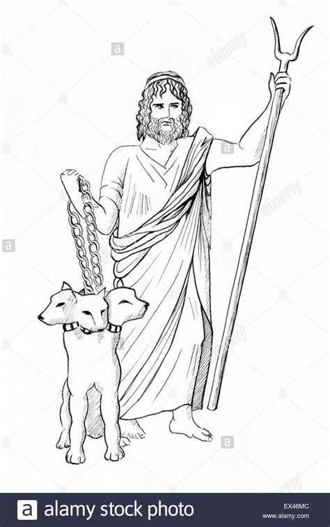 Line drawing of Pluto Hades Dis god of the underworld with ...