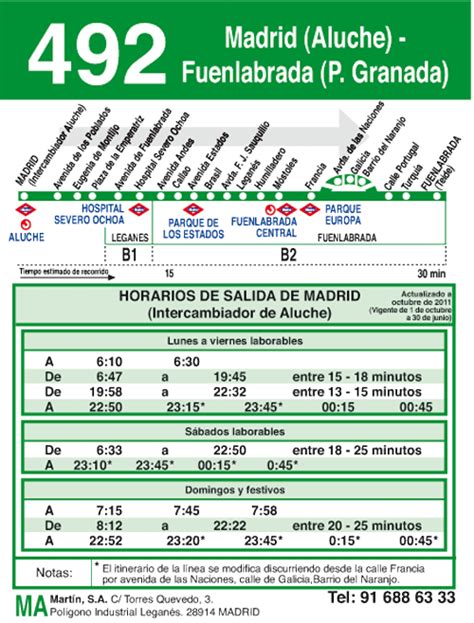 Linea 492 Madrid Aluche  Fuenlabrada P.Granada  Autobuses ...