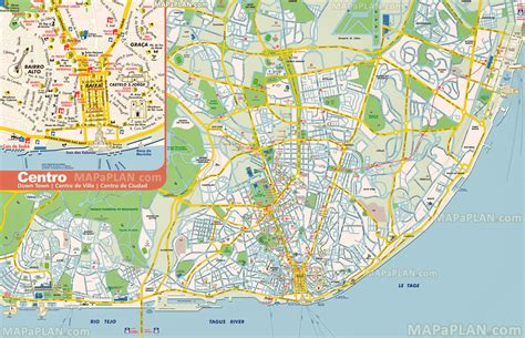 Lisbon map   Visitor information for tourists showing must ...