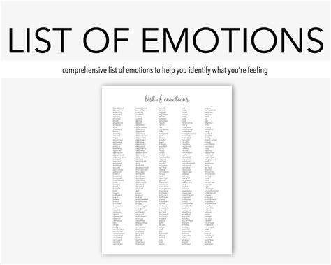 List of Emotions: Mental Health Journal Depression Anxiety