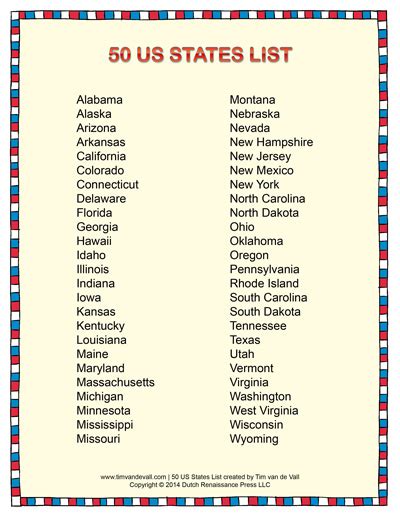 List of States in Alphabetical Order | Social Studies ...