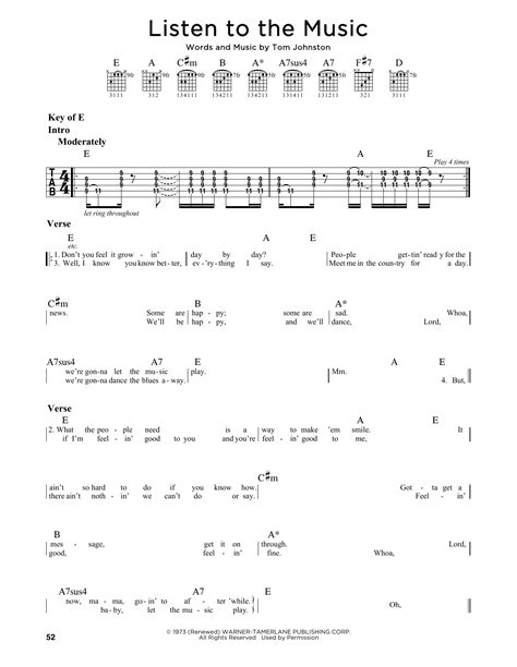 Listen To The Music Sheet Music | The Doobie Brothers ...