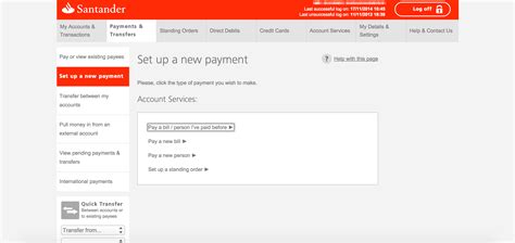 Local transfer guide using Santander online bank – Help