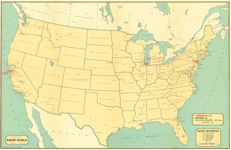 Localities where Bahá ís live  United States, 1935