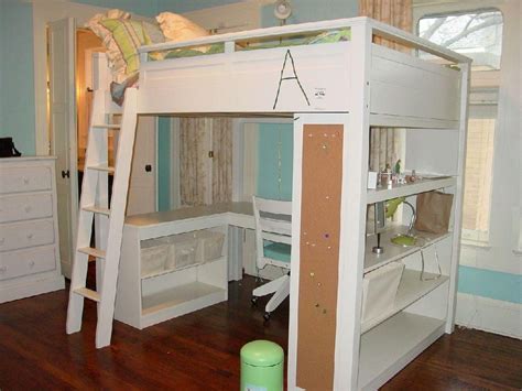 loft bed with desk white