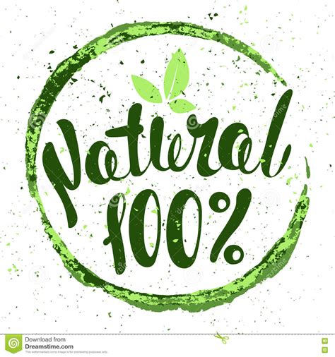 Logo 100% Natural With Leaves. Organic Food Badge In ...