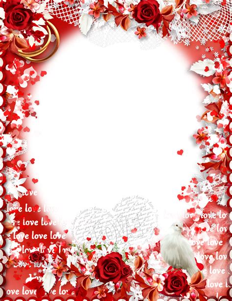 love frame png with red rose