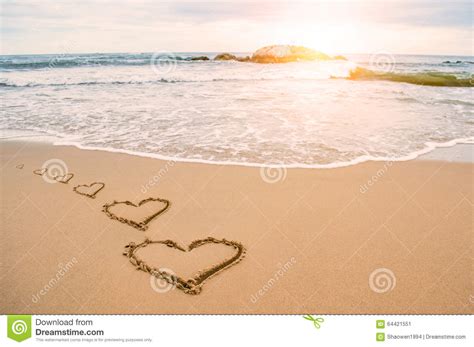 Love heart romantic beach stock image. Image of written ...