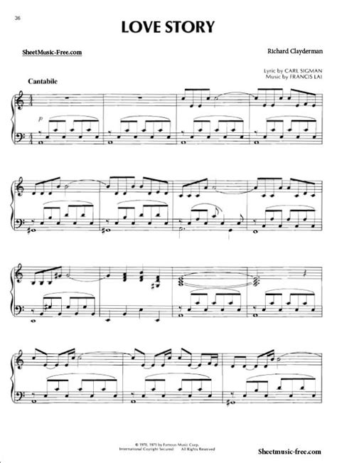 Love Story Piano Sheet Music Richard Clayderman   Sheet ...