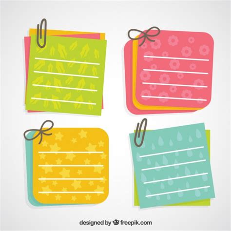 Lovely paper notes with clips Vector | Premium Download