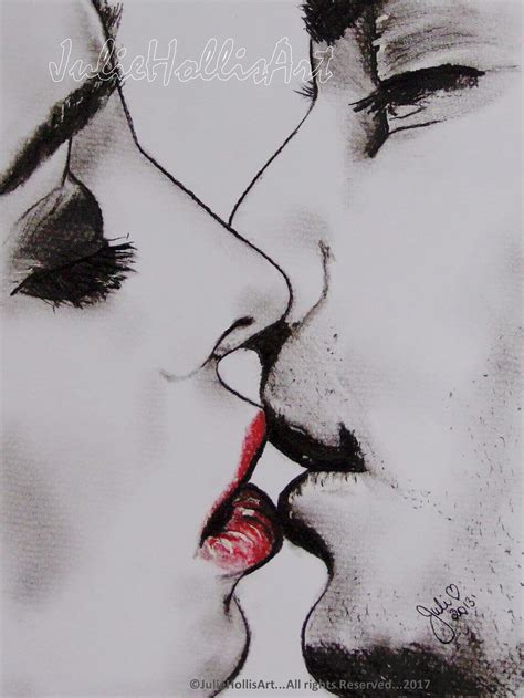 Loving Kiss Fine Art Board of my Original Charcoal & Pastel