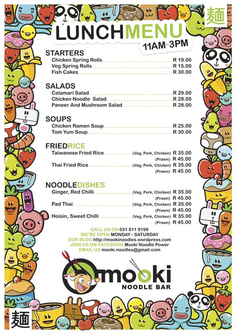 Lunch Menu – Mooki Noodles