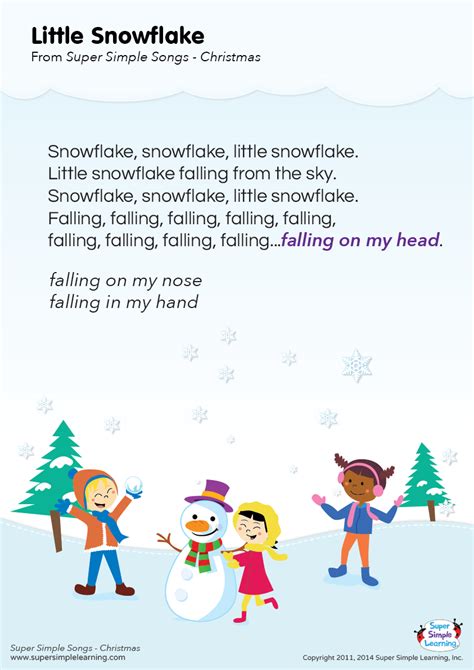 Lyrics poster for the  Little Snowflake  song from Super ...
