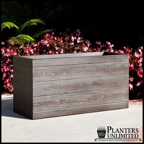 Madera Rectangle Planter Boxes, Outdoor Planters with Faux ...