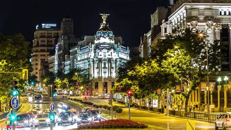 MADRID   4TH JUNE   Night Time Lapse Of Madrid Skyline ...