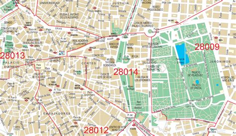 Madrid   plano callejero del centro con distritos postales