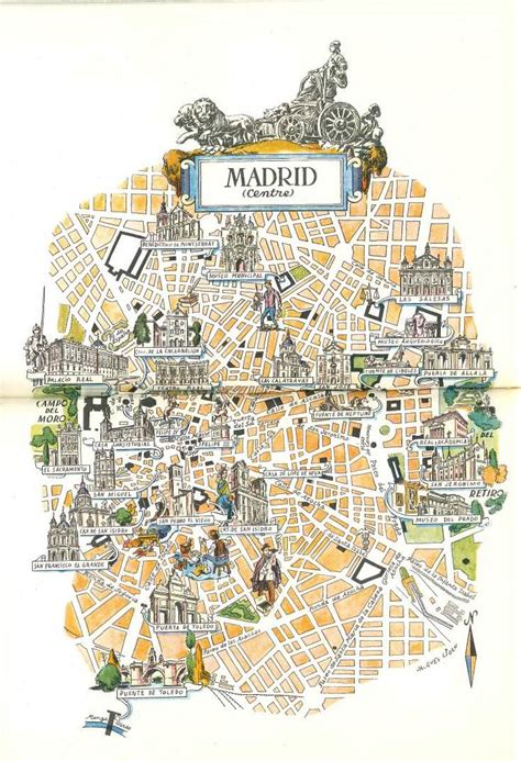 Madrid Spain Map / City of Madrid Book Illustration by ...