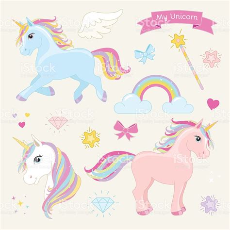 Magic Unicorn Vector Set Unicorns In Action Stock Vector ...