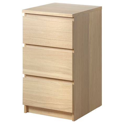 MALM Chest of 3 drawers White stained oak veneer 40x78 cm ...