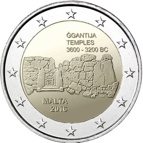 Malta 2 euro 2016   Maltese Prehistoric Sites   Ġgantija ...