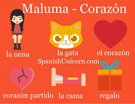 maluma corazon ejercicios de espanol   Spanish Unicorn