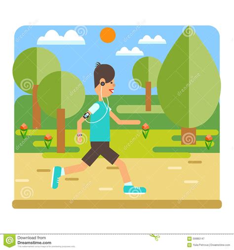 Man run in the park. stock vector. Illustration of fitness ...