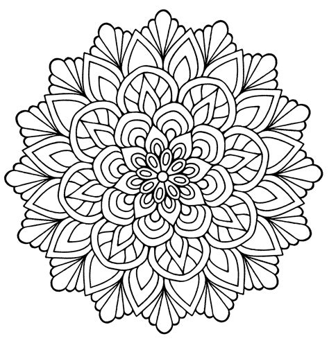Mandala fleur avec feuilles | Mandalas   Coloriages ...