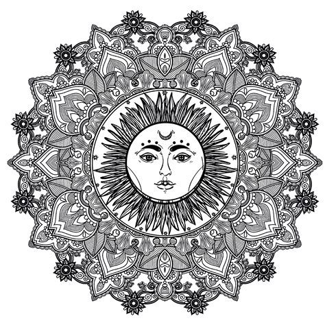 Mandala soleil 123rf | Mandalas difficiles  pour adultes ...
