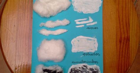 Manualidad  tipos de nubes  en pintura y algodón ...