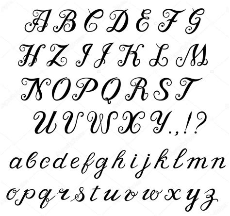 Manuscrit alphabet calligraphie — Image vectorielle ...