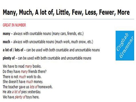 Many, Much, A Lot, Little   Quantifiers | English Guide.org