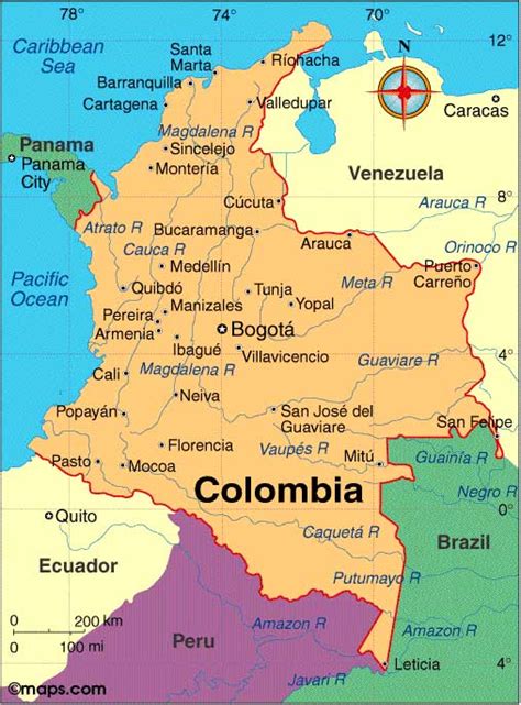 Map Columbia South America | afputra.com