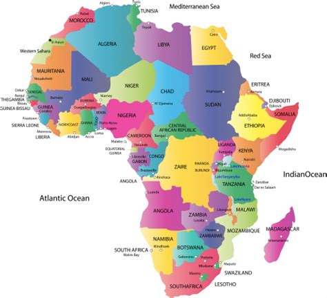 Map of Africa with Countries and Capitals ...