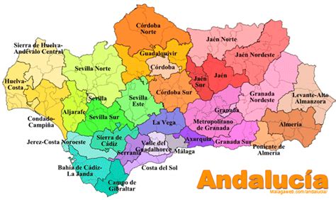 Map of Andalucia  Southern Spain   Tourist and road map