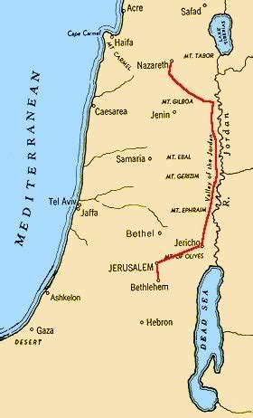 Map Of Journey Of Mary And Joseph From Nazareth To ...