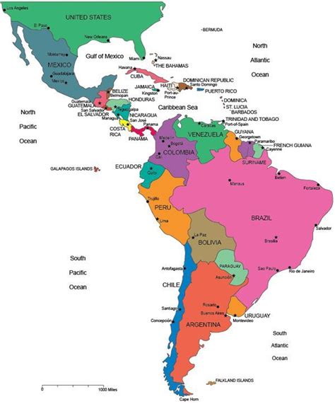 Map of Latin America, blank, printable South America map ...