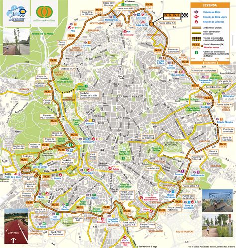 Map of Madrid bike paths, bike routes, bike stations
