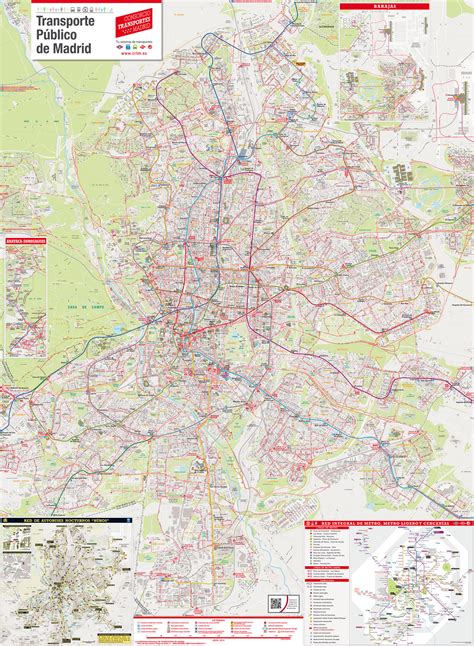 Map of Madrid bus & Búhos: stations & lines