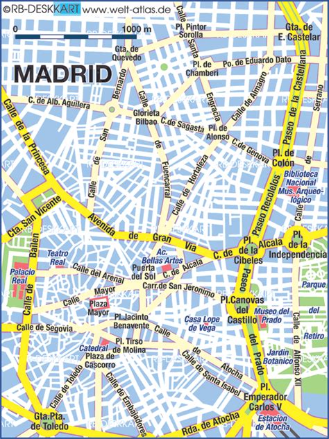 Map of Madrid center  City in Spain  | Welt Atlas.de