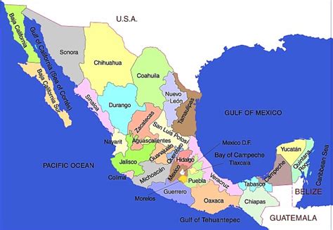 Map of Mexico and Mexico s states : Mexico Travel