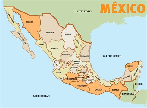 Map of Mexico   The Mexican States 2008