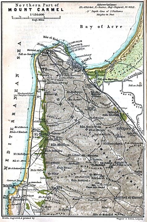 Map of of Mount Carmel Northern Part, Israel 1912   mapa ...