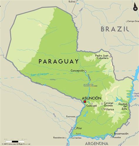 Map of Paraguay. Paraguay is a landlocked country between ...