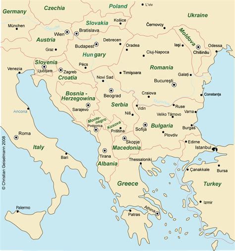 Map Of Southeastern Europe Countries | Thefreebiedepot
