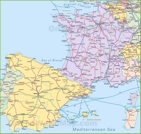 Map of Spain and France